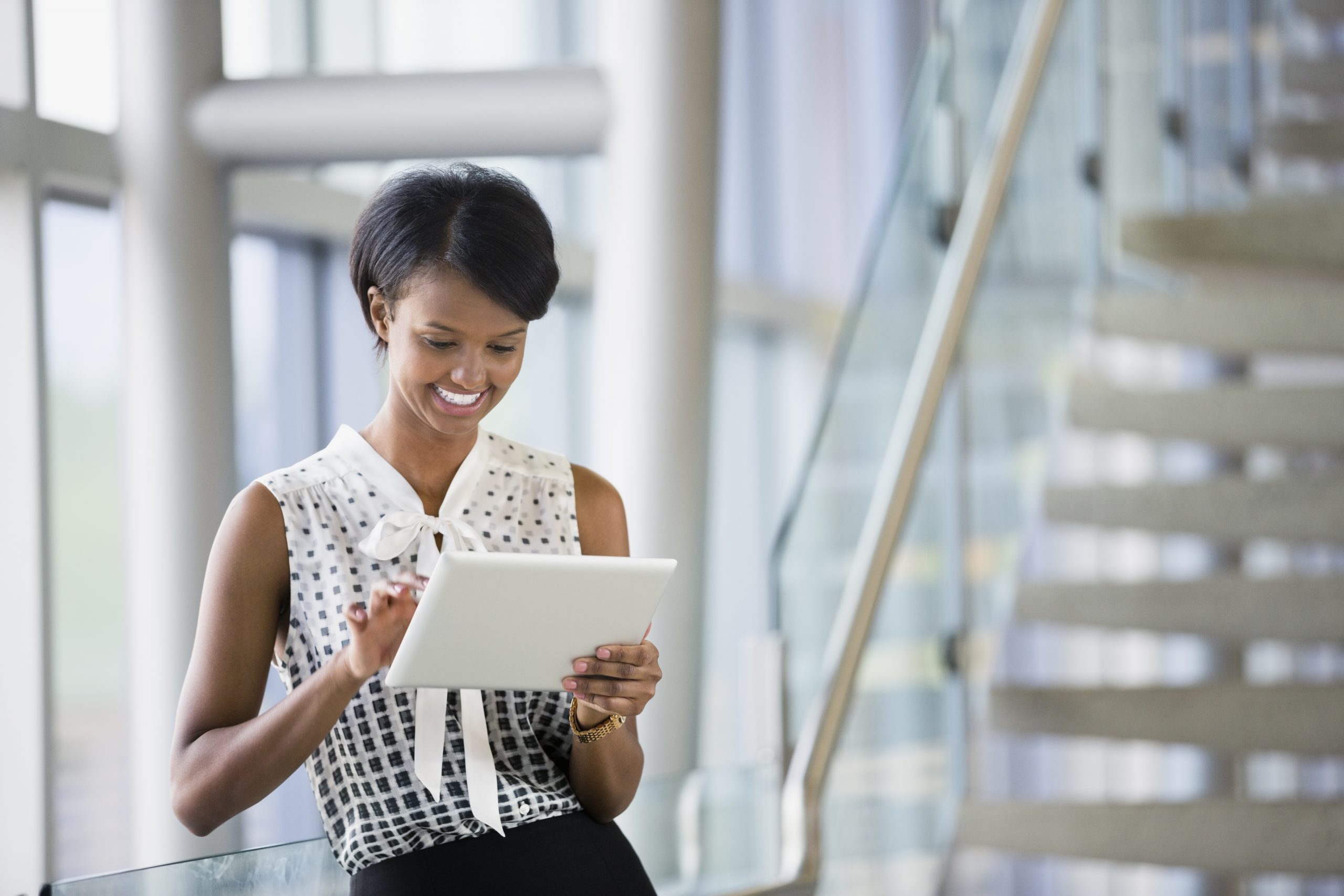 Employee using a tablet