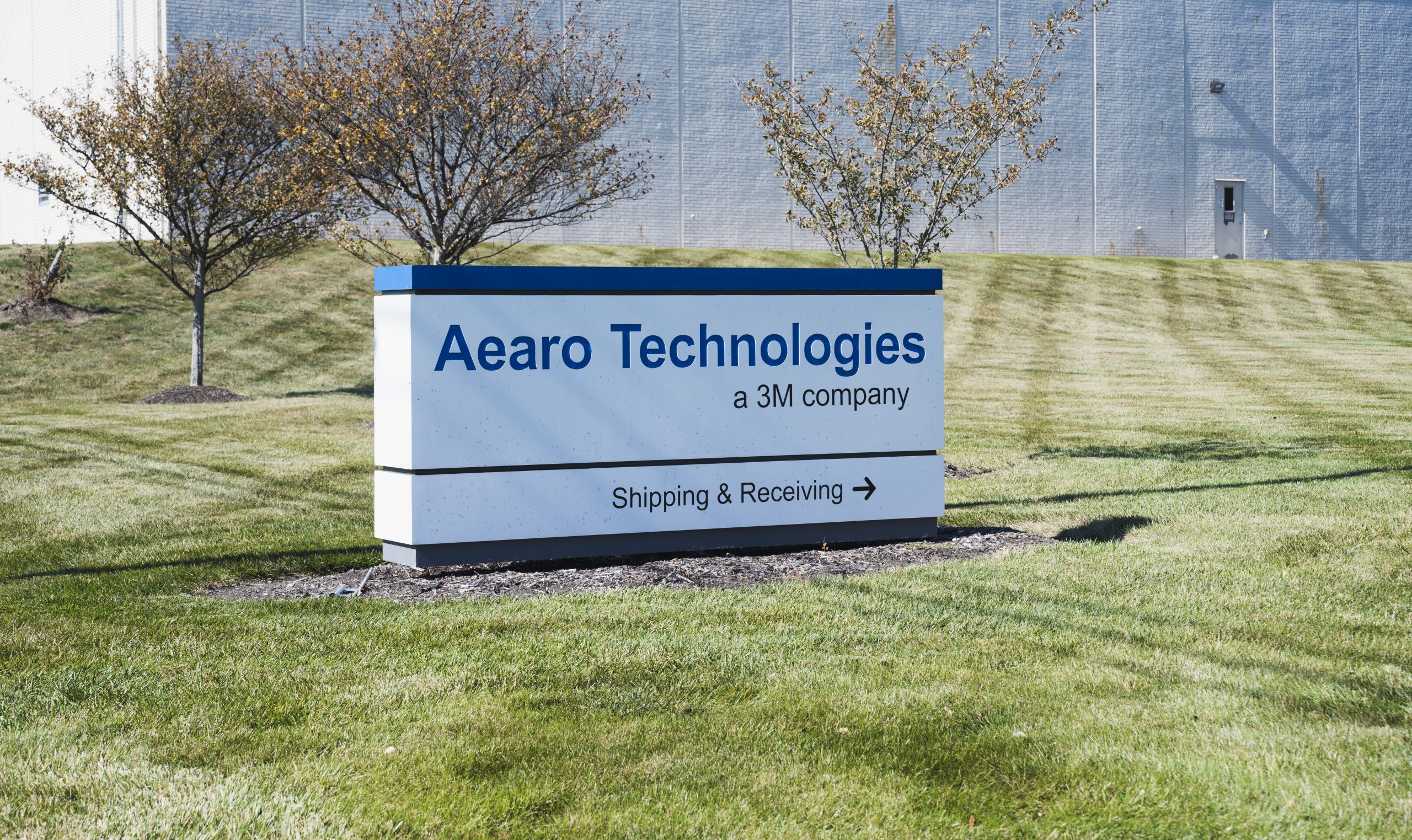 The Aearo Technologies facilities' Shipping and Receiving entrance signage